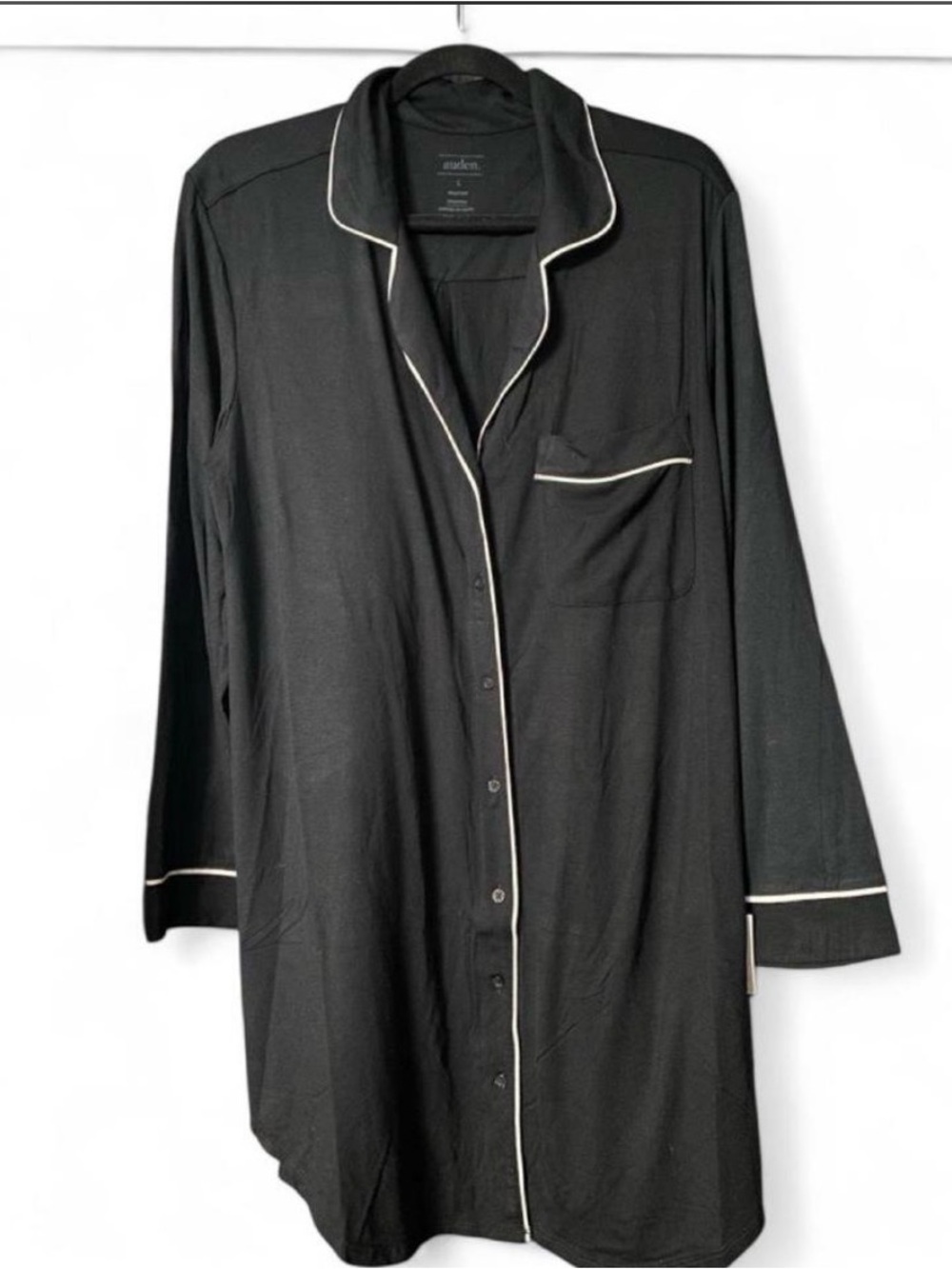 Auden Black Sleep Shirt with White Piping